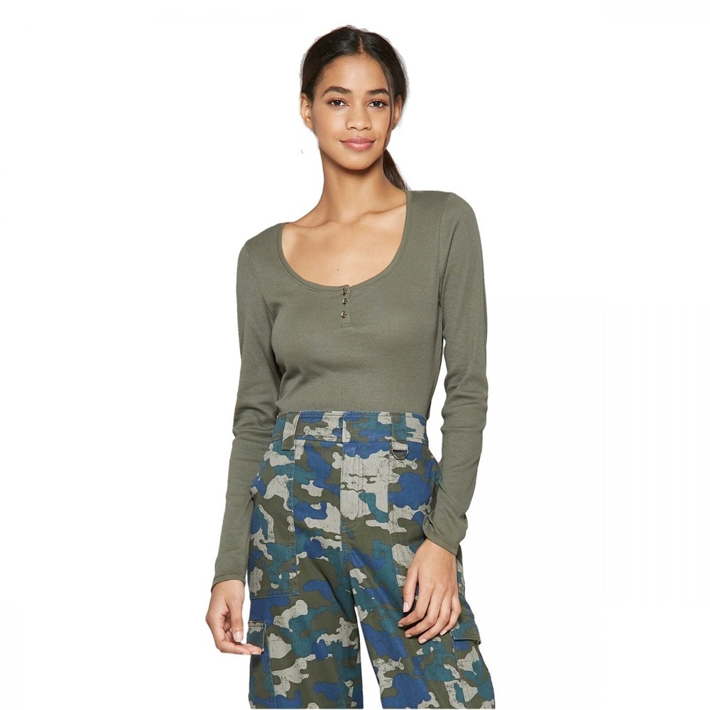 wild fable long sleeve tee navy green size s